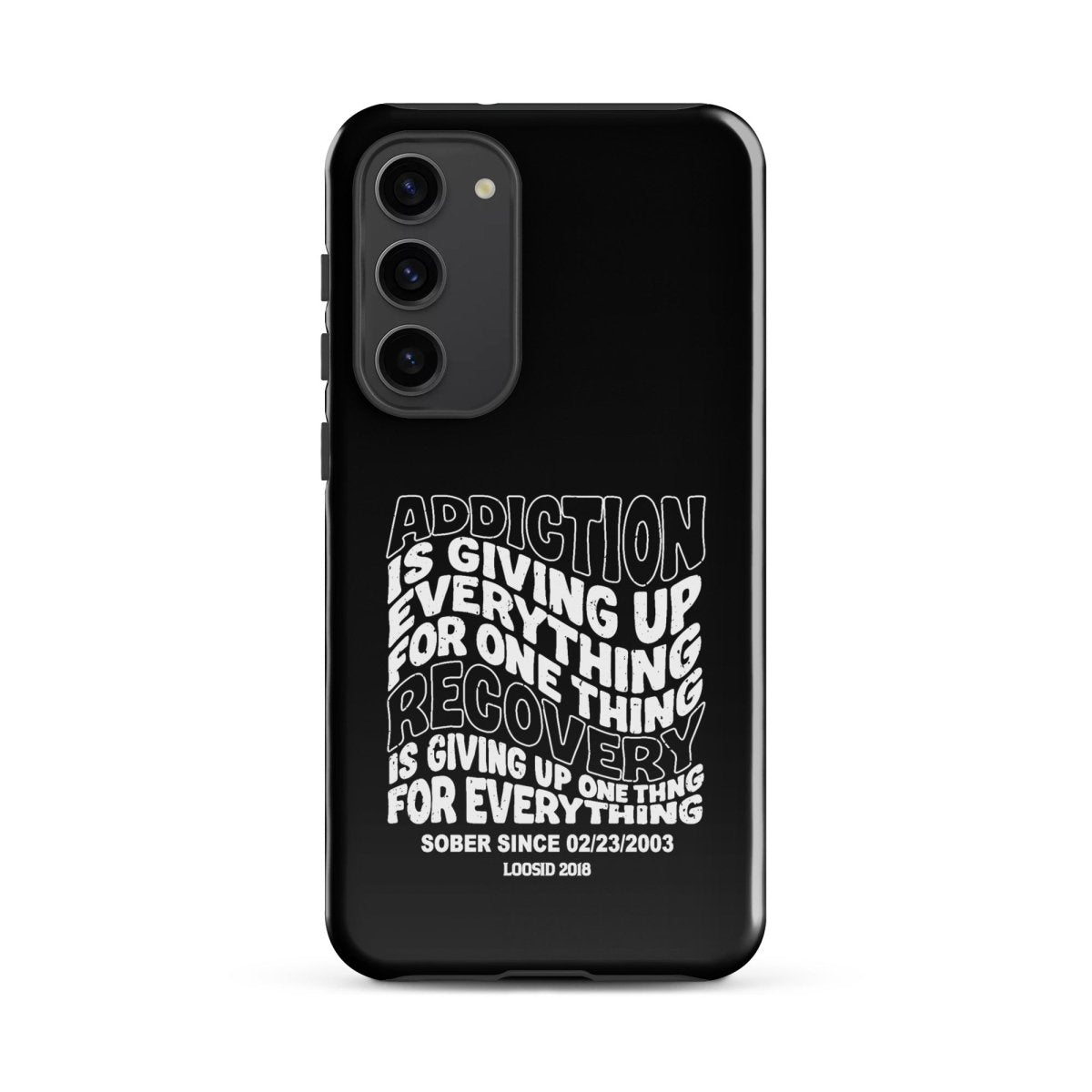 Addiction is Giving Up Recovery Phone Case flat lay styled image (view 13)