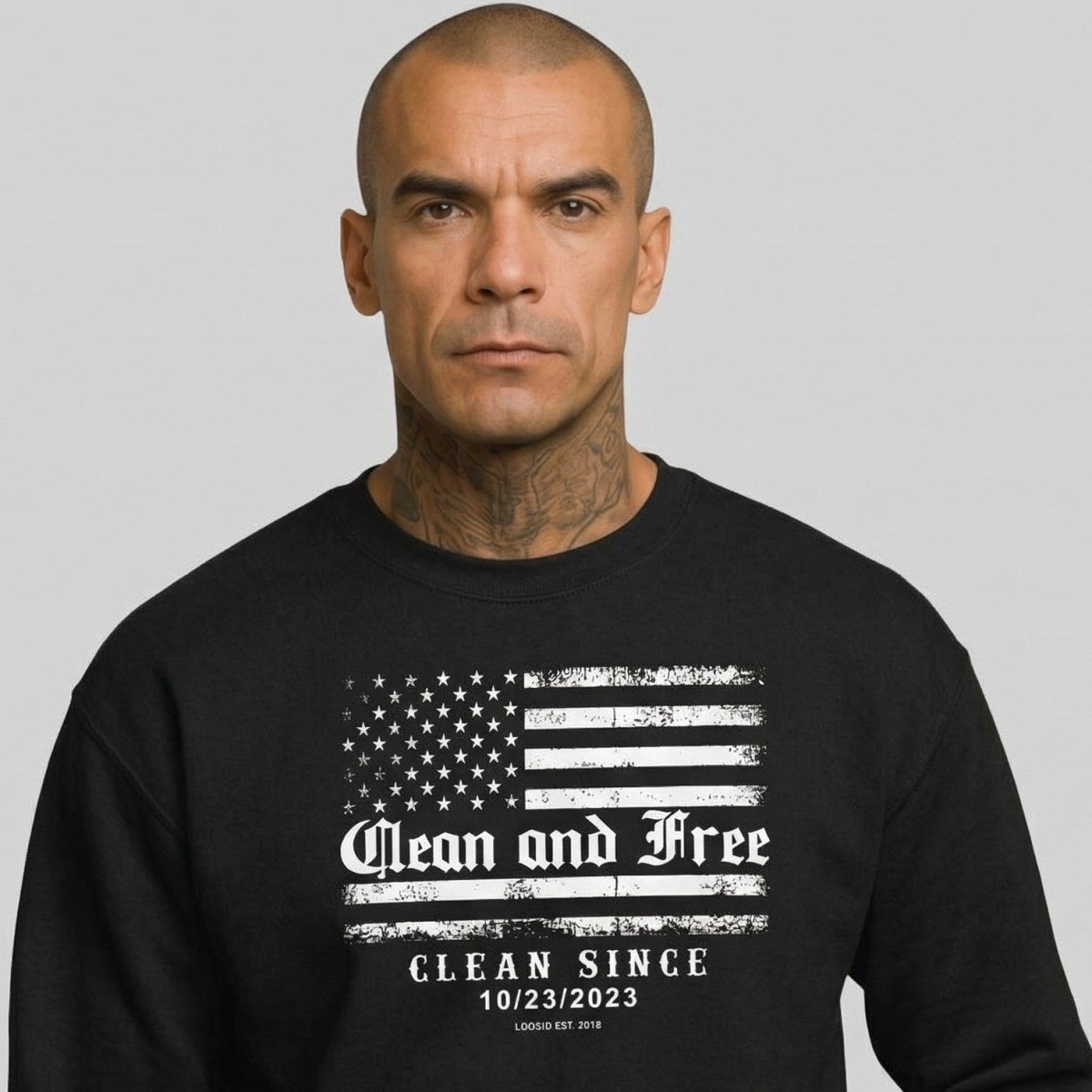 Clean and Free | Sobriety Sweatshirt with Custom Clean Since Date | Loosid
