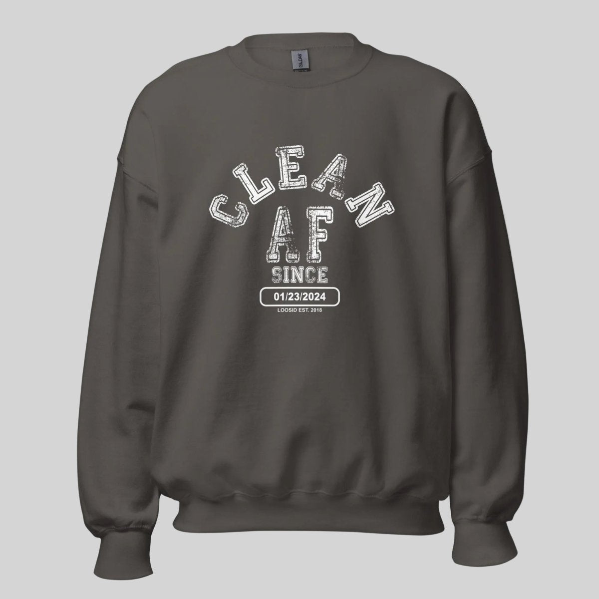 Clean AF Since Sobriety Recovery Hoodie close-up view (view 12)
