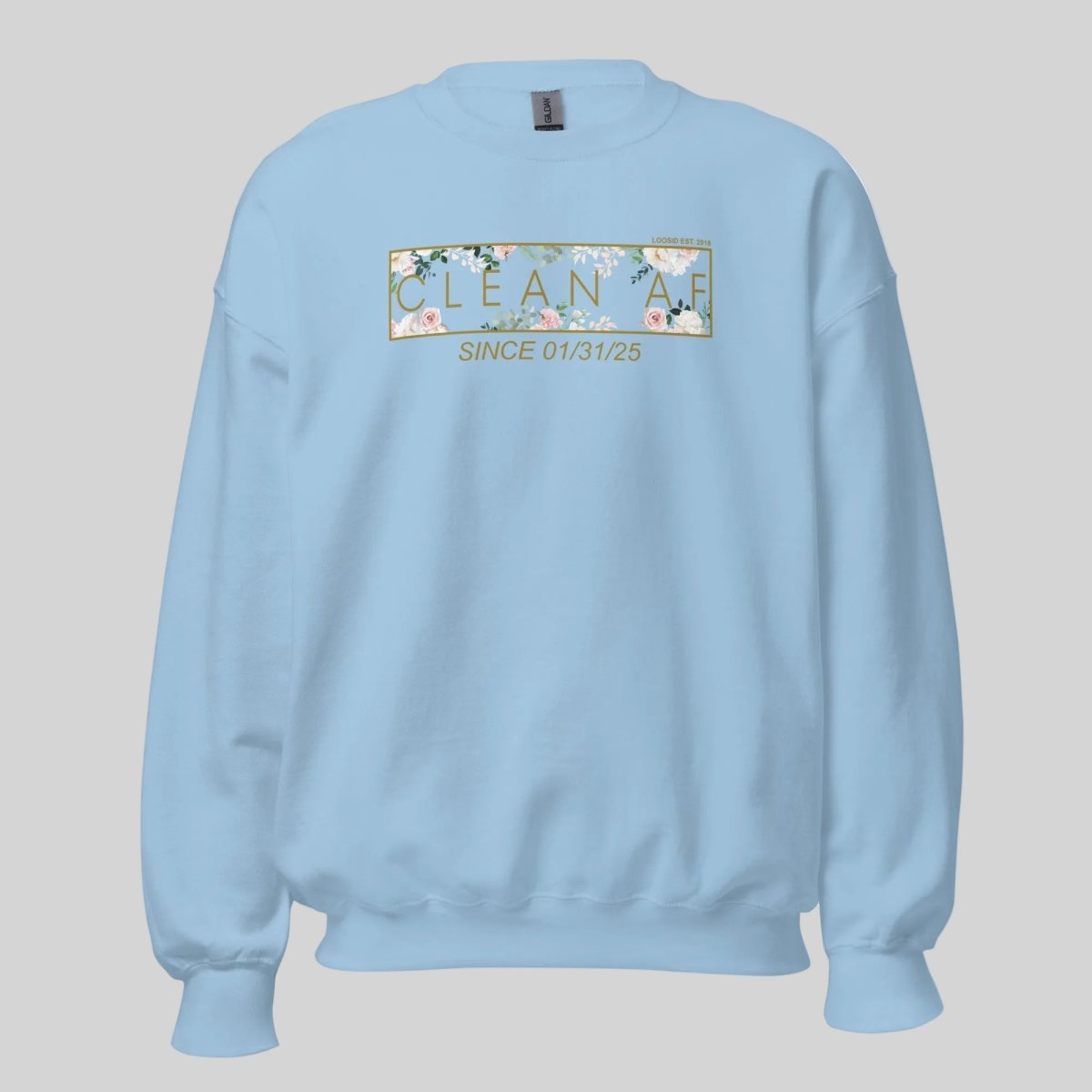 Clean AF Since Date Sobriety Recovery Hoodie lifestyle view (view 15)
