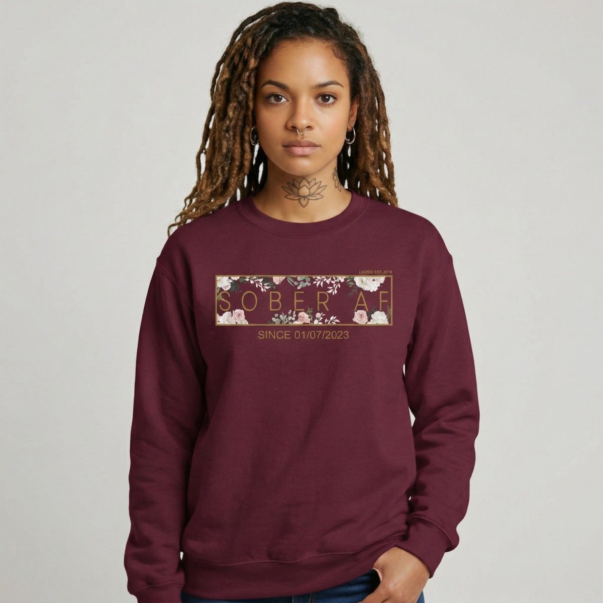 Recovery Sweatshirt | Women’s Sober AF Flower Sweatshirt