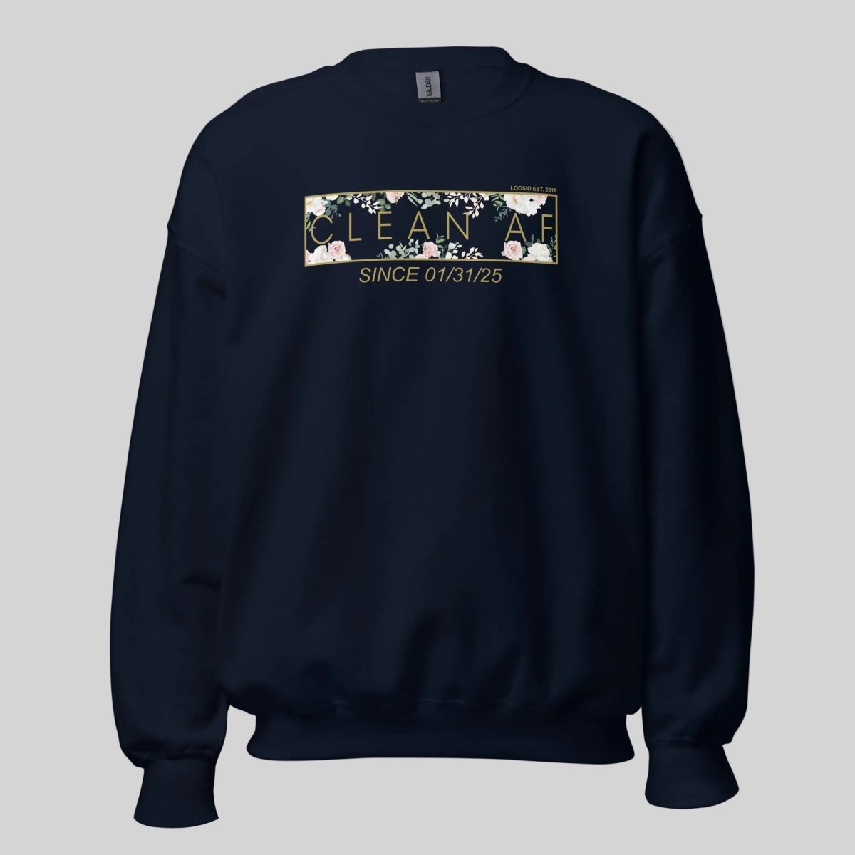Clean AF Since Date Sobriety Recovery Hoodie side view (view 6)