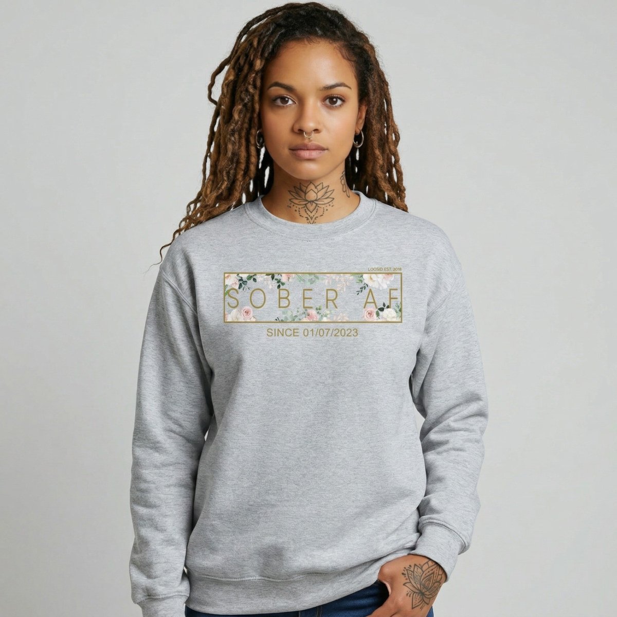 Recovery Sweatshirt | Women’s Sober AF Flower Sweatshirt