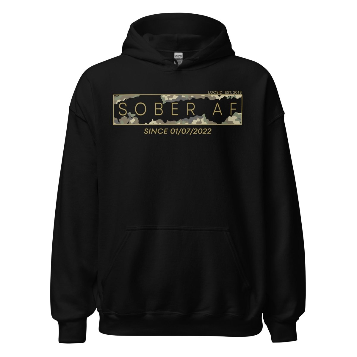 Men's Sober AF Camo Hoodie + Trucker Hat Bundle w/ Personalized Sobriety Date
