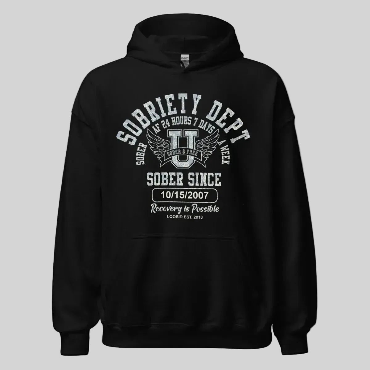 Recovery Hoodie | Sobriety Dept Unisex Hoodie with Custom Sobriety Date