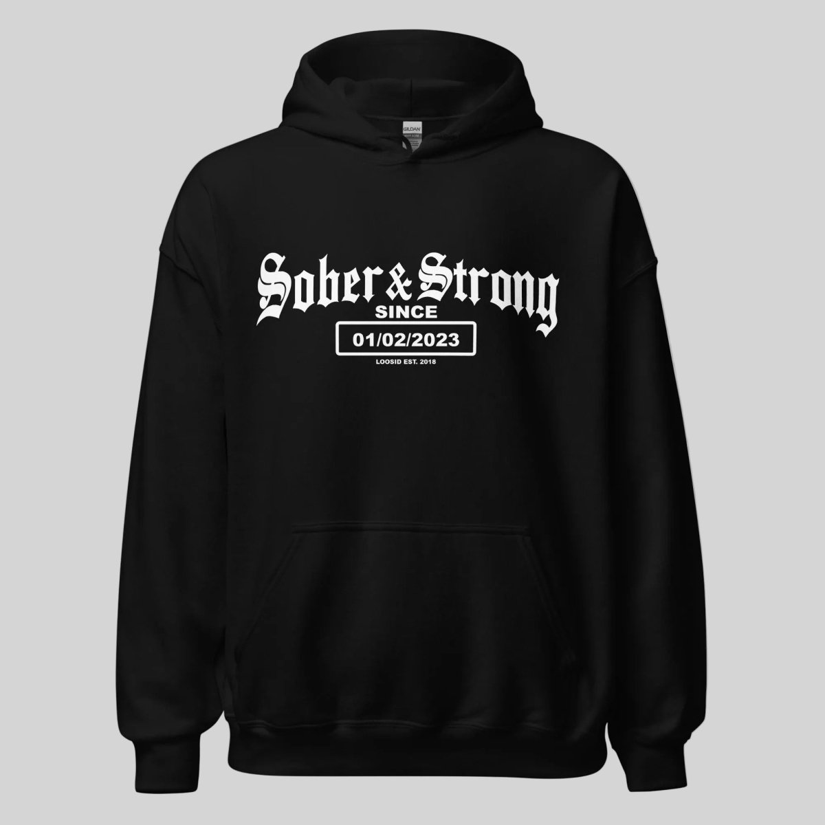 Recovery Hoodie | Unisex Old School Sober Hoodie with Custom Date