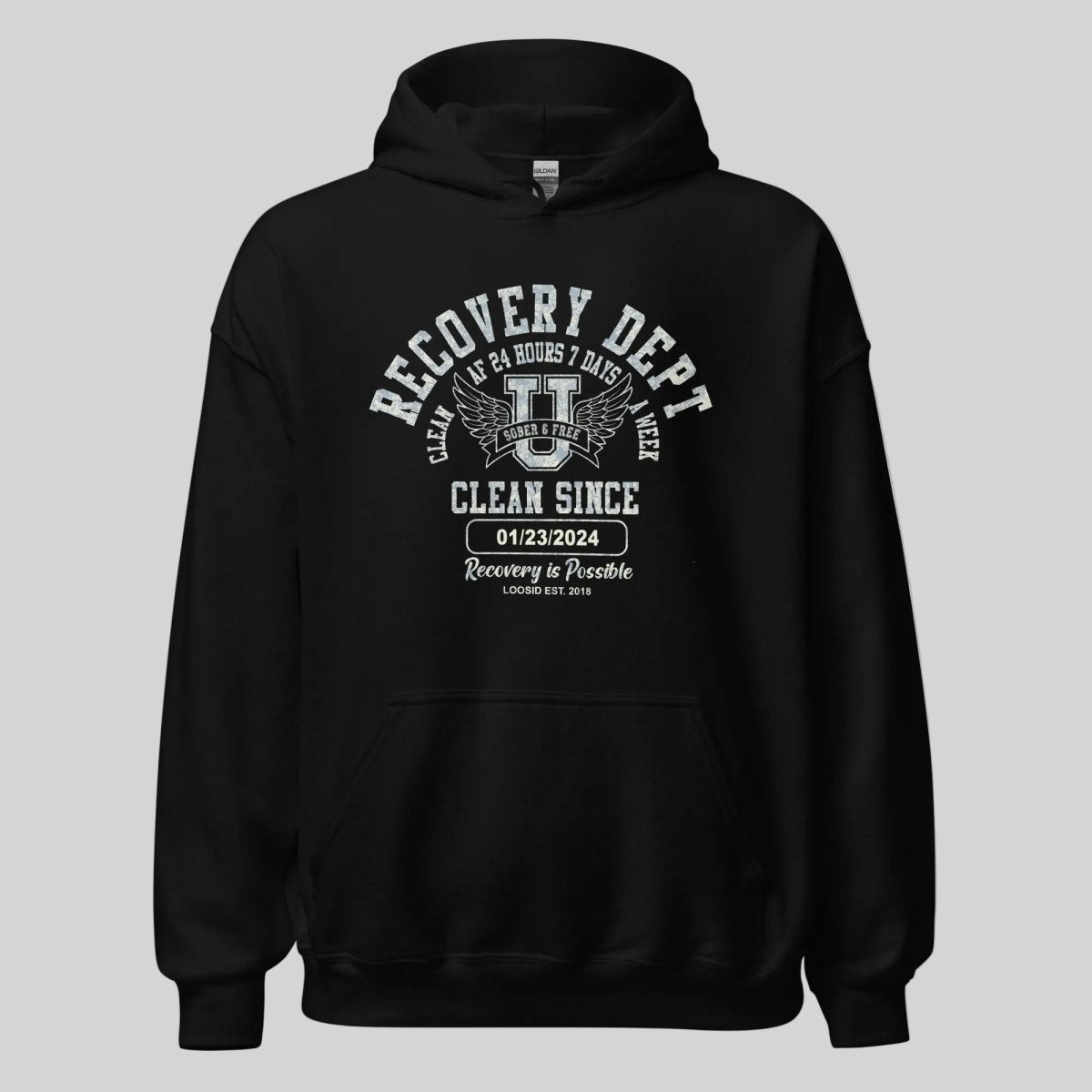 Recovery Dept Recovery Hoodie flat lay styled image (view 3)