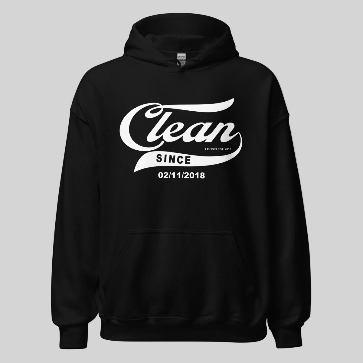 Clean Since Recovery Hoodie close-up view (view 2)