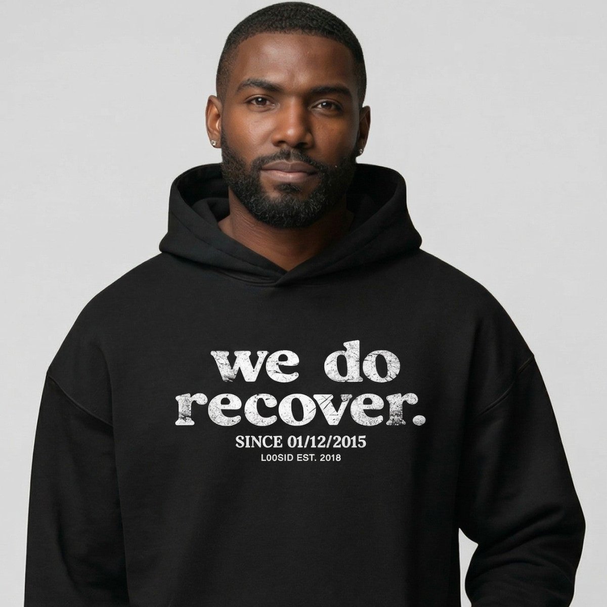 We Do Recover Men's Sober Hoodie | Personalized Sobriety Date