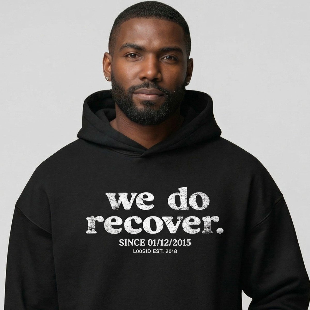 We Do Recover Men's Sober Hoodie | Personalized Sobriety Date