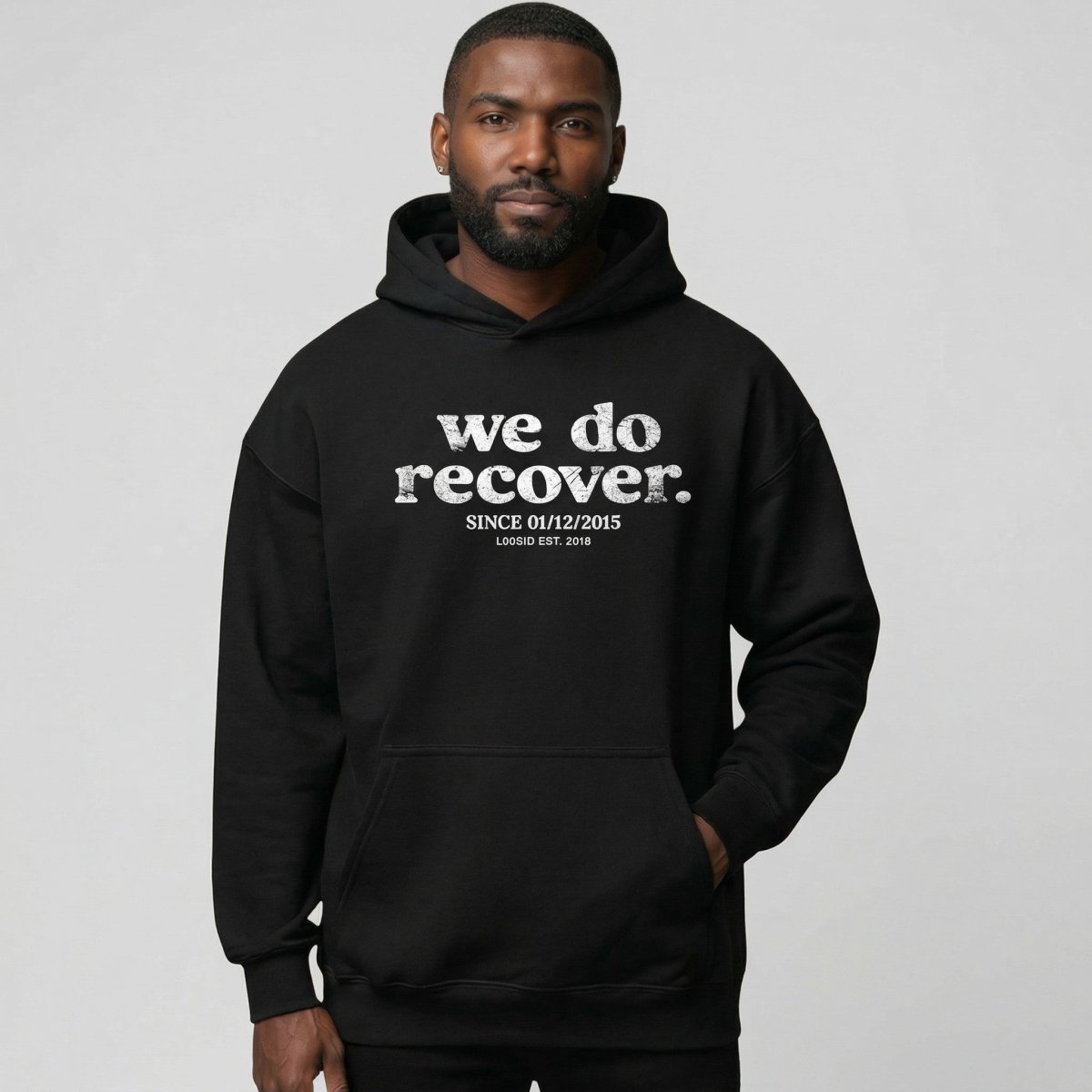 We Do Recover Men's Sober Hoodie | Personalized Sobriety Date