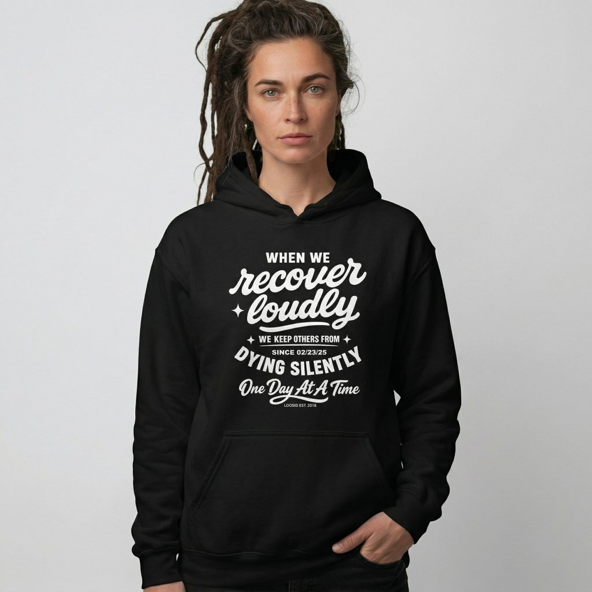 When we recover loudly Recovery Hoodie graphic detail (view 4)