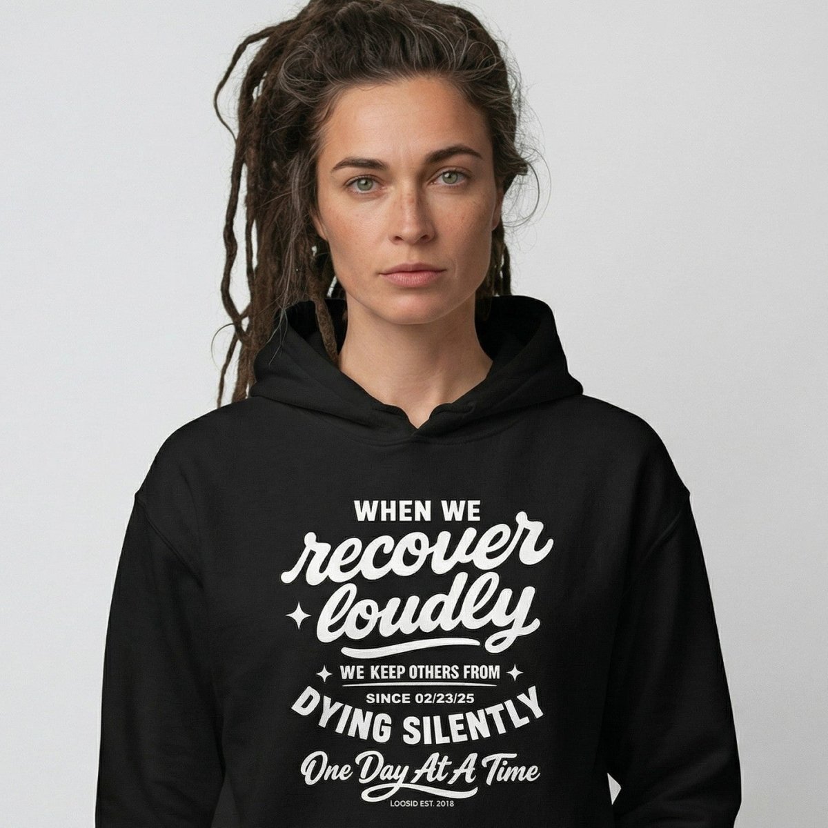 Loosid When we recover loudly Recovery Hoodie featuring the design