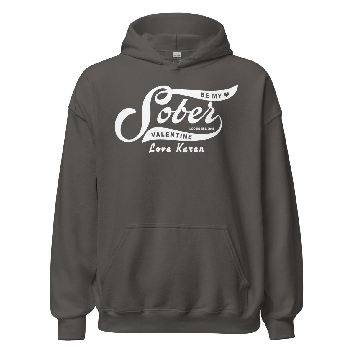 Be My Sober Valentine Hoodie w Personalized Name Recovery Hoodie fit detail (view 9)