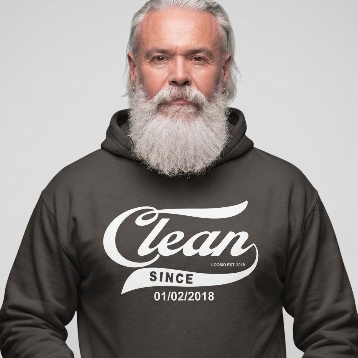 Recovery Hoodie | Men's Clean Since Hoodie with Custom Sobriety Date
