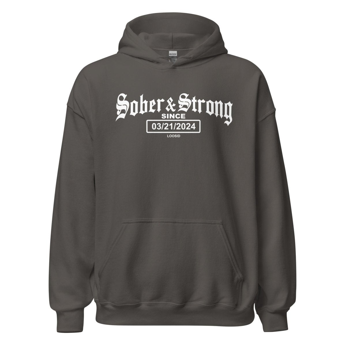 Old School Sober & Strong Recovery Hoodie back view (view 37)