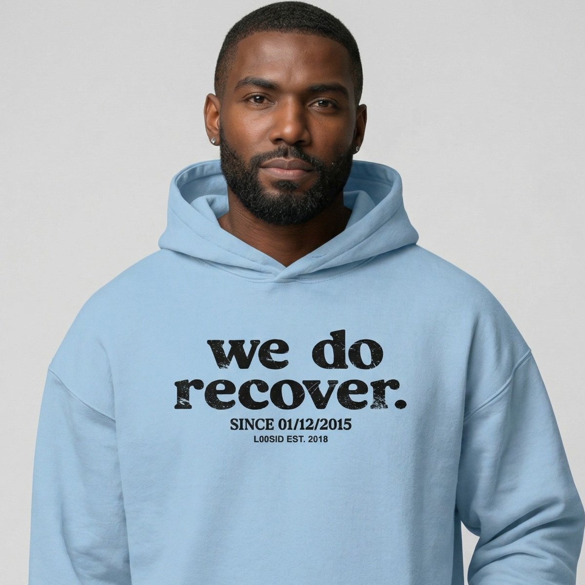 We Do Recover Men's Sober Hoodie | Personalized Sobriety Date