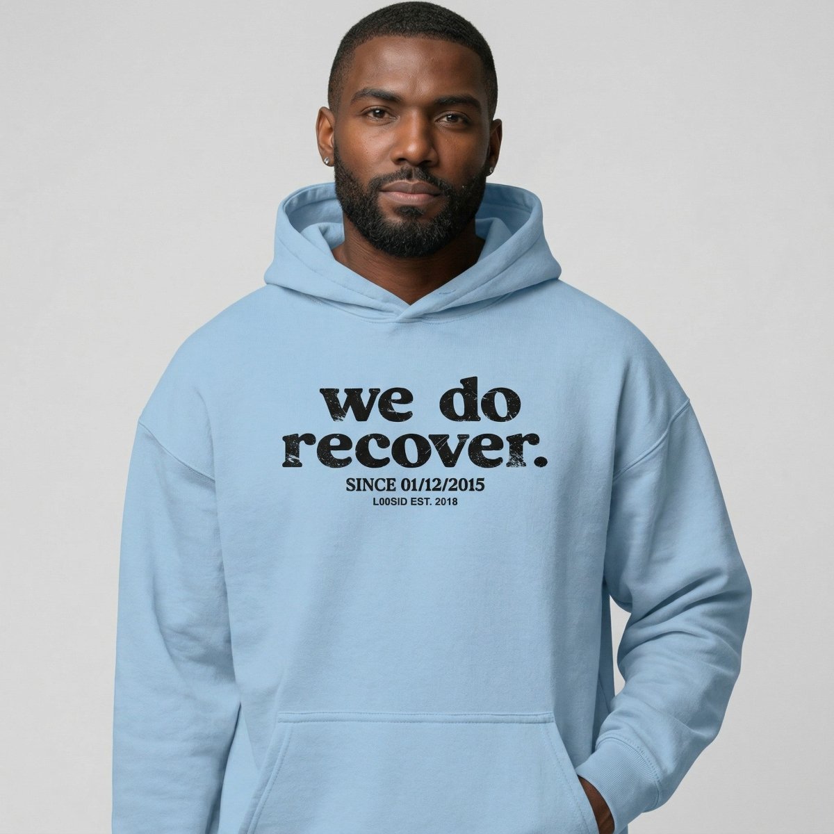 We Do Recover Men's Sober Hoodie | Personalized Sobriety Date