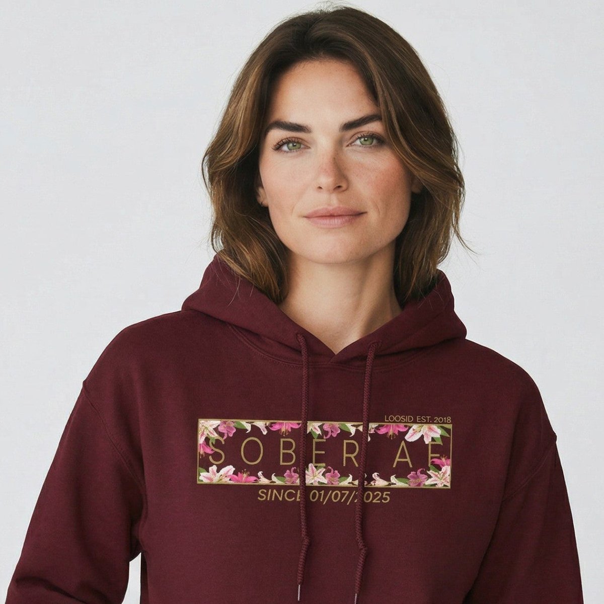 Recovery Hoodie | Women’s Sober AF Hoodie with Custom Date