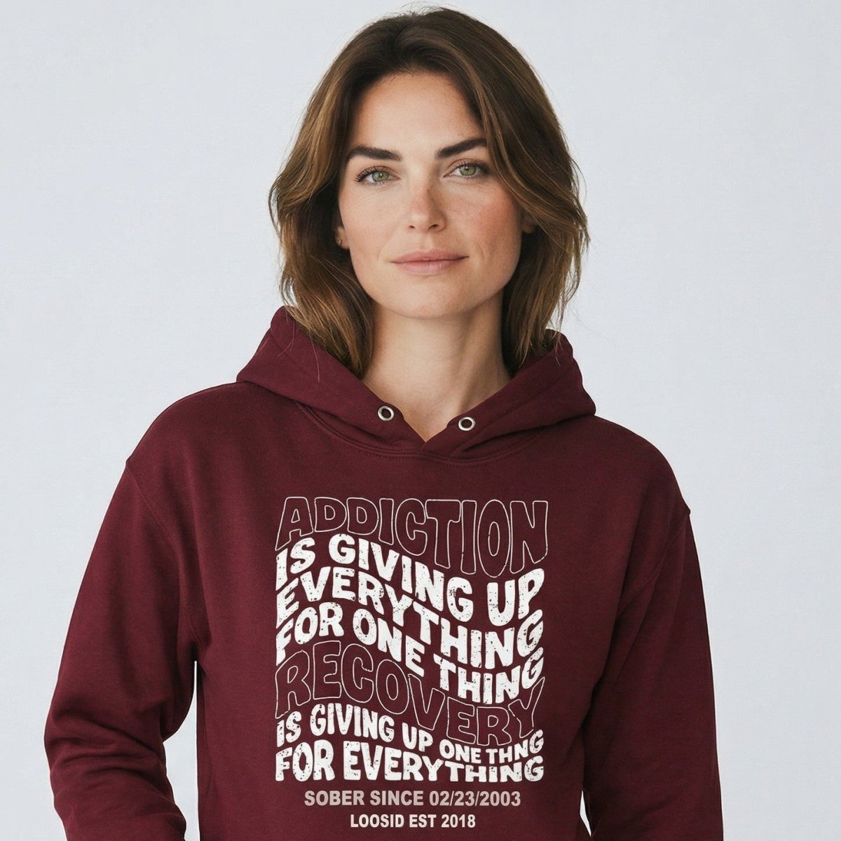 Recovery Hoodie | Women's Addiction is Giving up Hoodie with Personalized Date