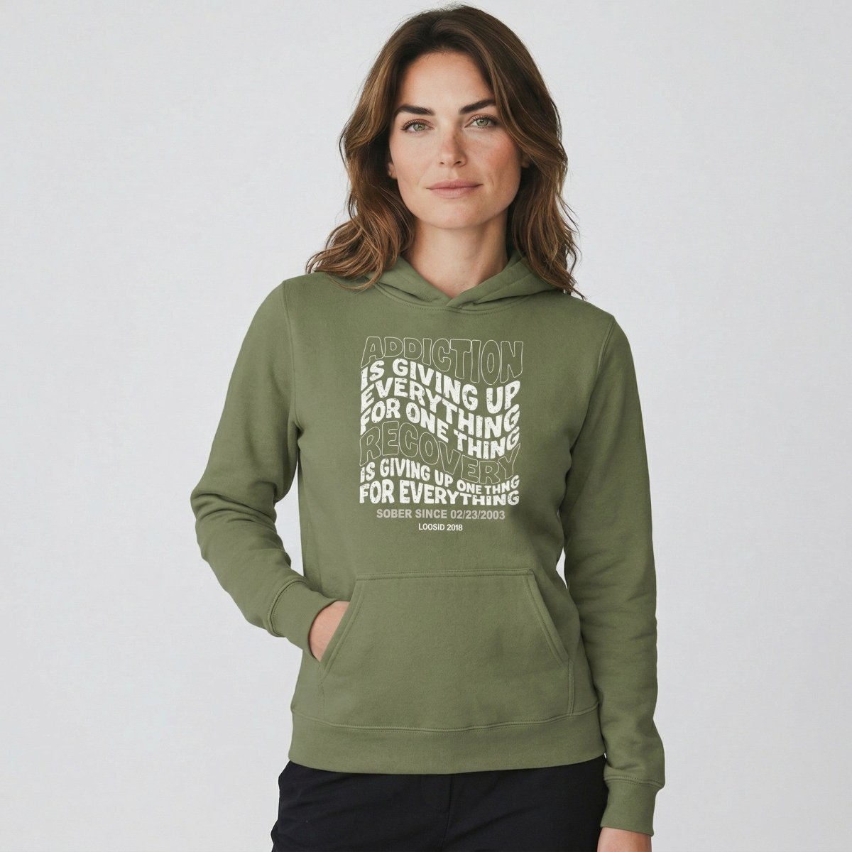 Recovery Hoodie | Women's Addiction is Giving up Hoodie with Personalized Date