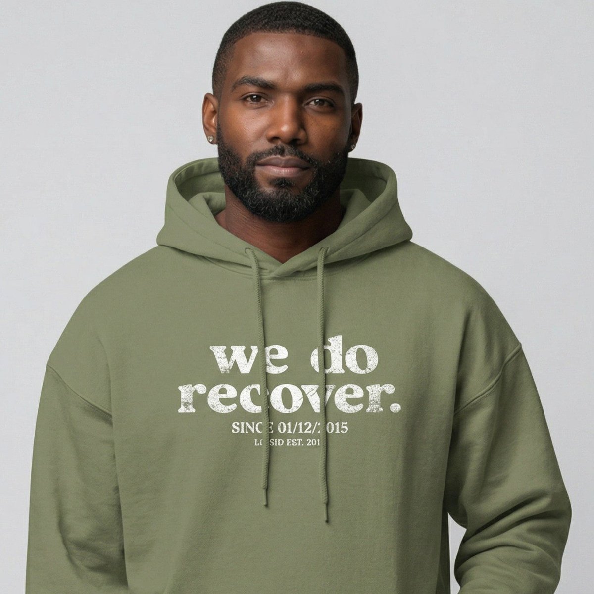 We Do Recover Men's Sober Hoodie | Personalized Sobriety Date