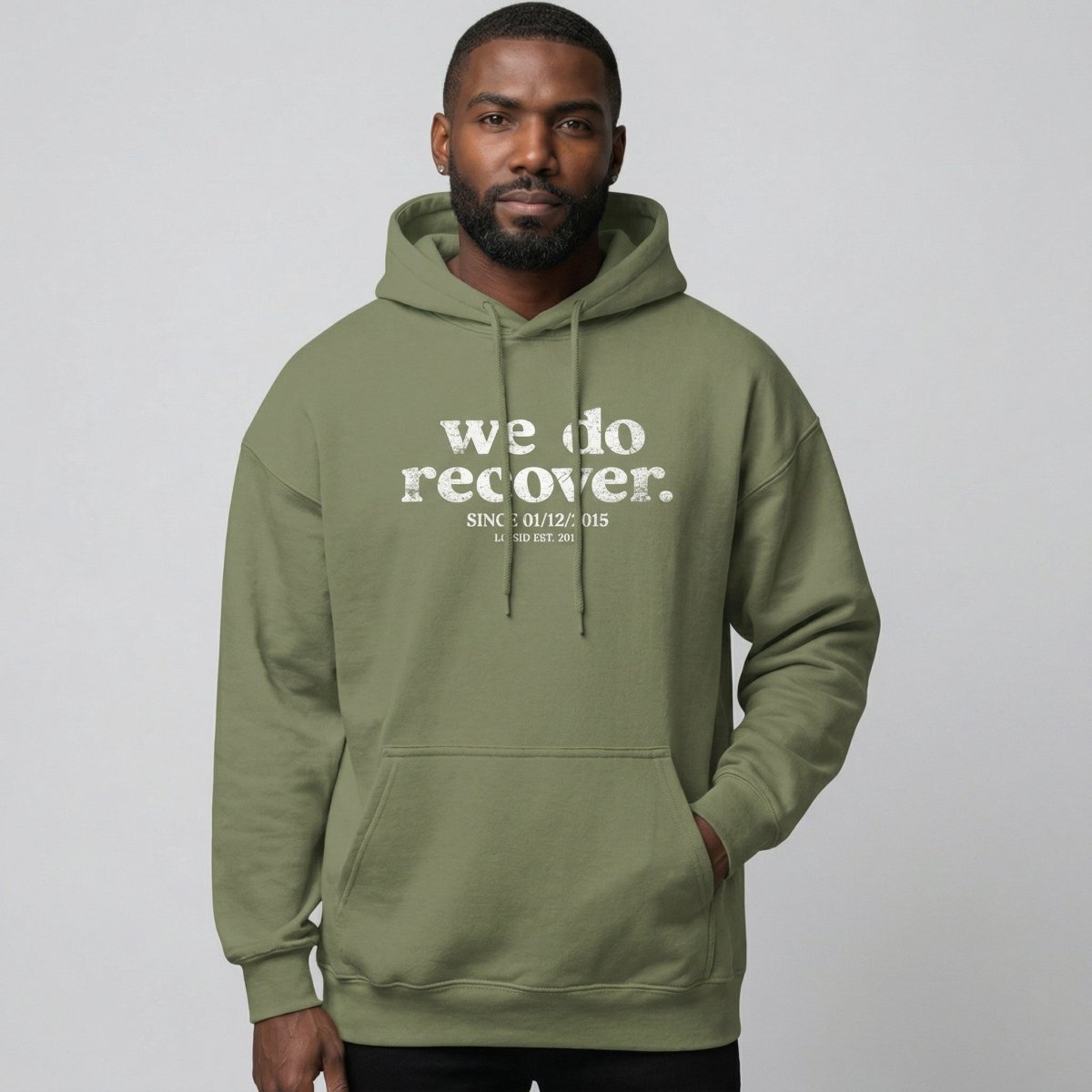 We Do Recover Men's Sober Hoodie | Personalized Sobriety Date