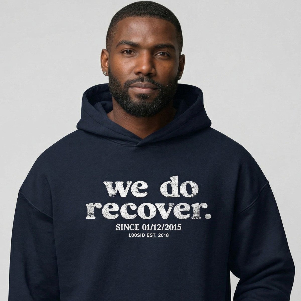 We Do Recover Men's Sober Hoodie | Personalized Sobriety Date