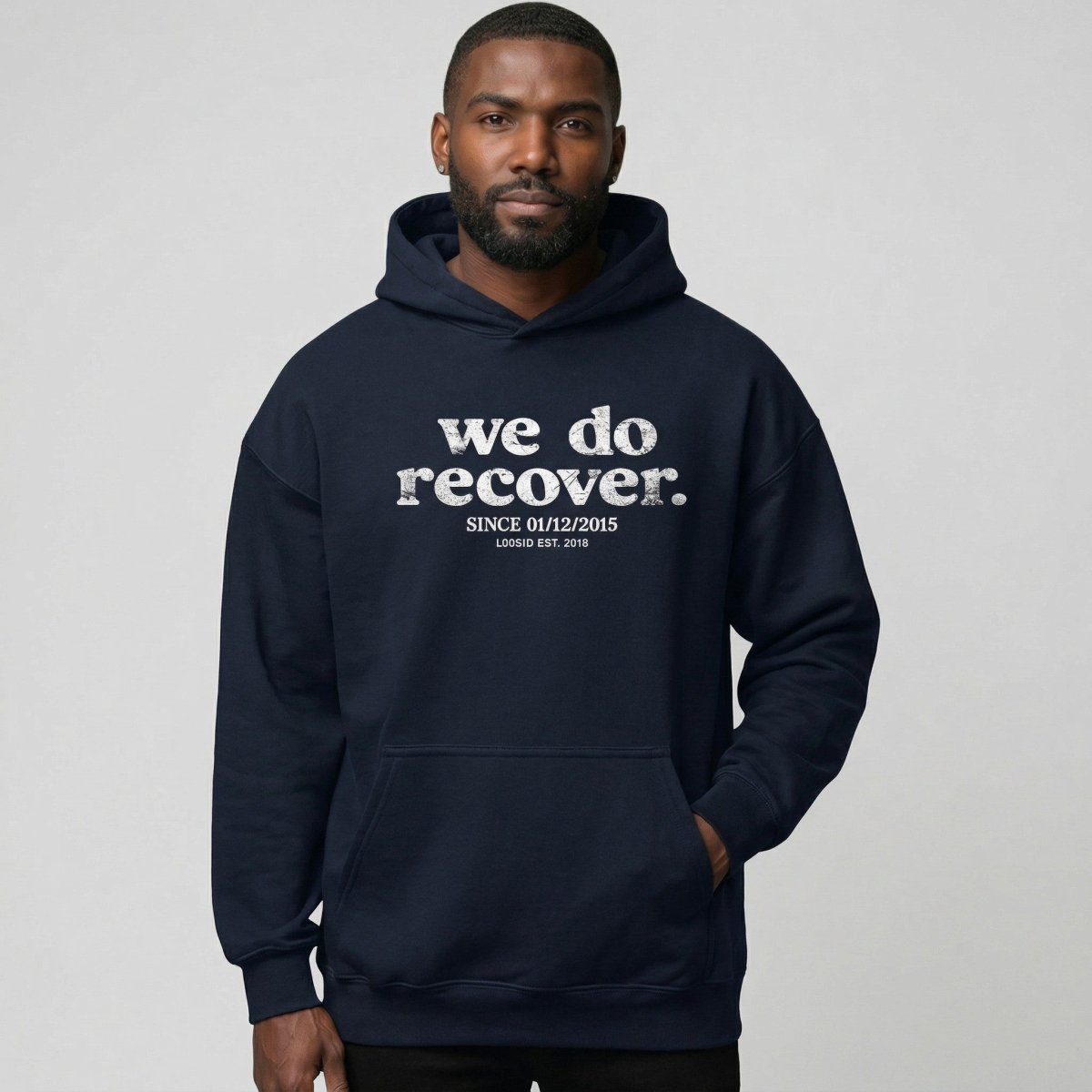 We Do Recover Men's Sober Hoodie | Personalized Sobriety Date