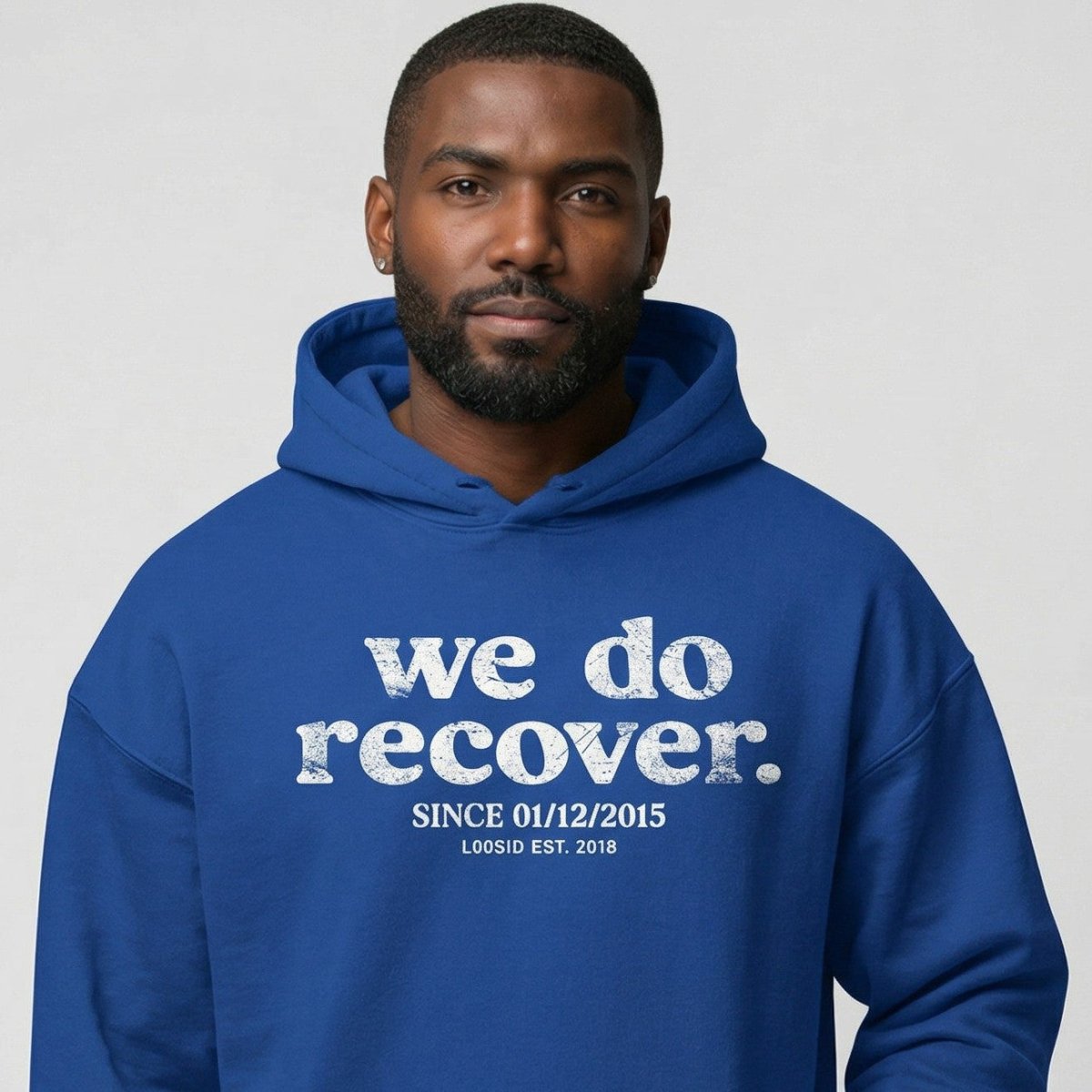 We Do Recover Men's Sober Hoodie | Personalized Sobriety Date