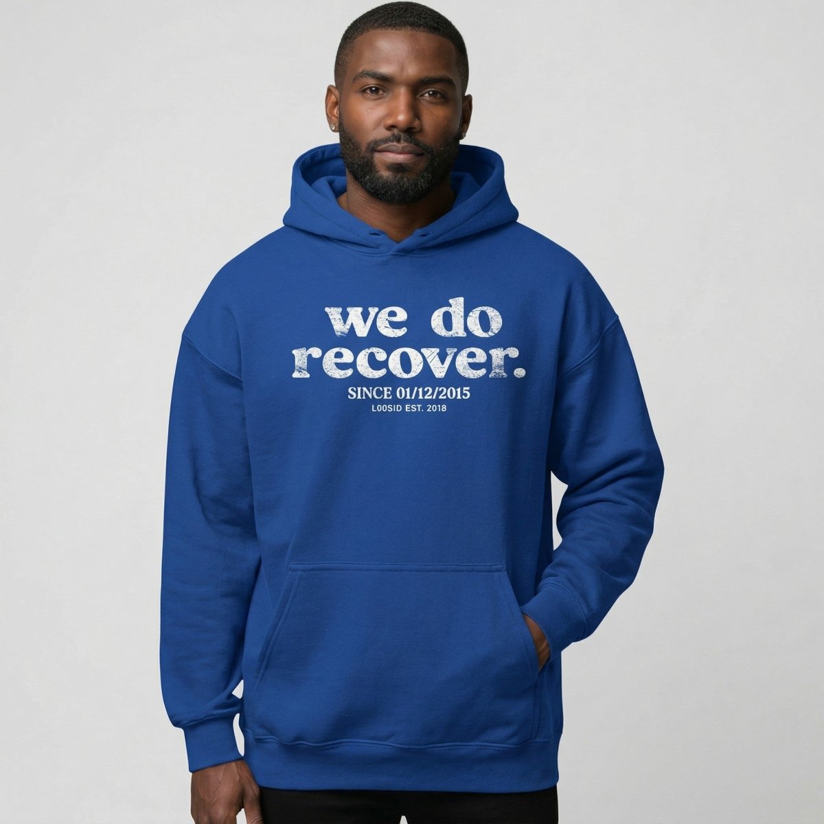 We Do Recover Men's Sober Hoodie | Personalized Sobriety Date