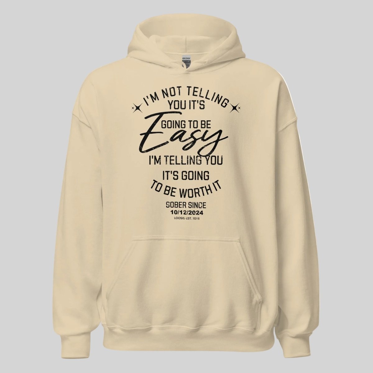 I'm Not Telling Custom Sobriety Date Recovery Hoodie back view (view 27)