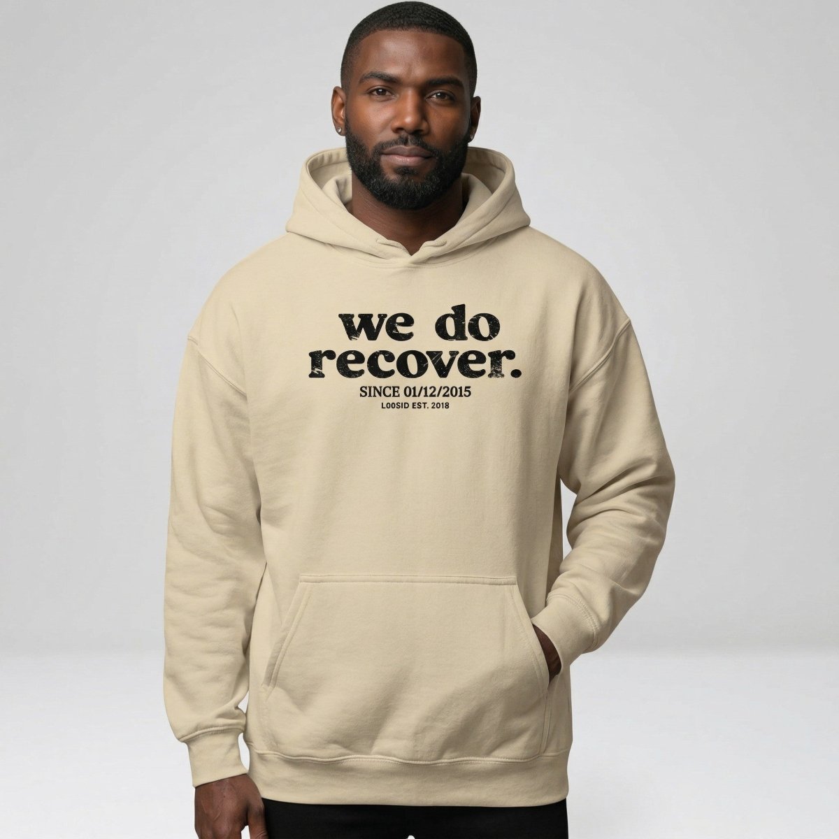 We Do Recover Men's Sober Hoodie | Personalized Sobriety Date