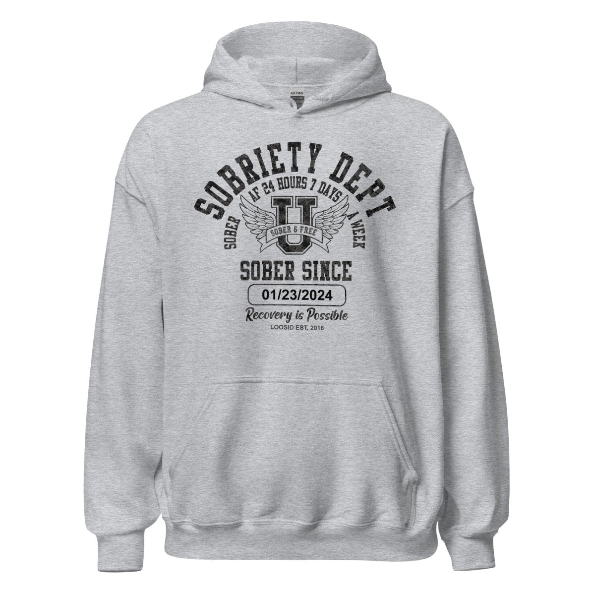 Recovery Hoodie | Sobriety Dept Hoodie with Custom Sobriety Date