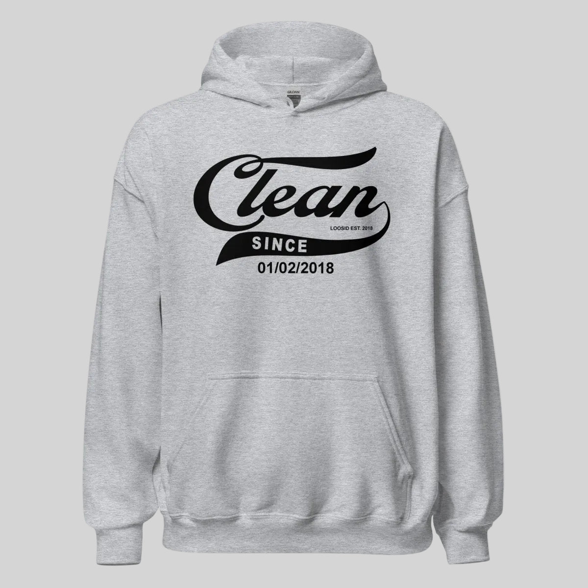Clean Since Hoodie with Date Recovery Hoodie graphic detail (view 44)