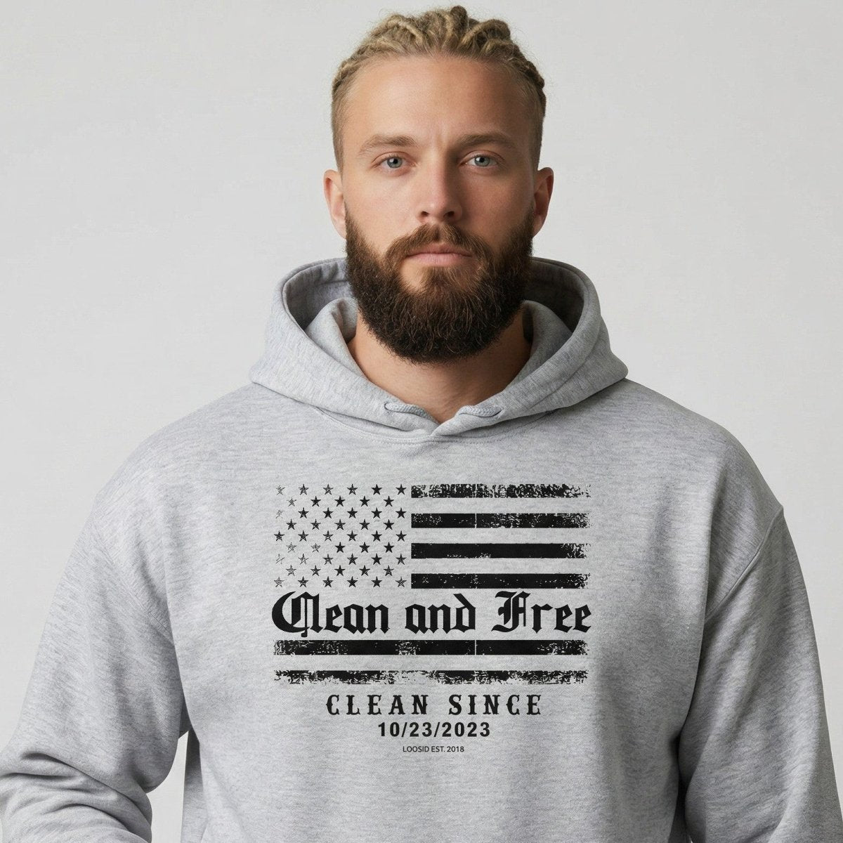 Clean and Free Custom Recovery Date Recovery Hoodie packaging detail (view 18)