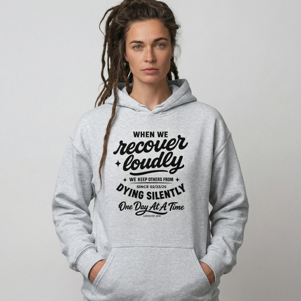 When we recover loudly Recovery Hoodie fit detail (view 19)