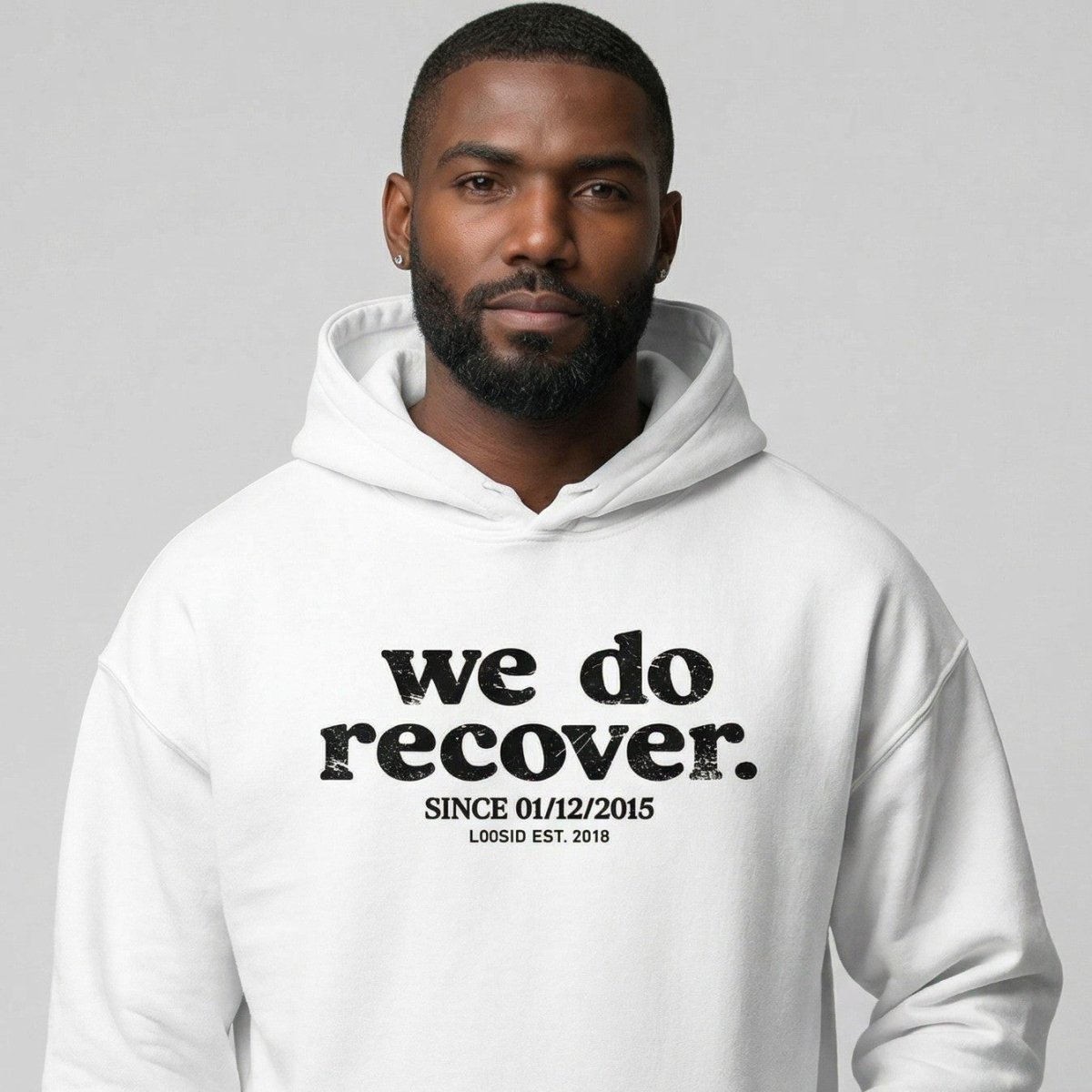 We Do Recover Men's Sober Hoodie | Personalized Sobriety Date