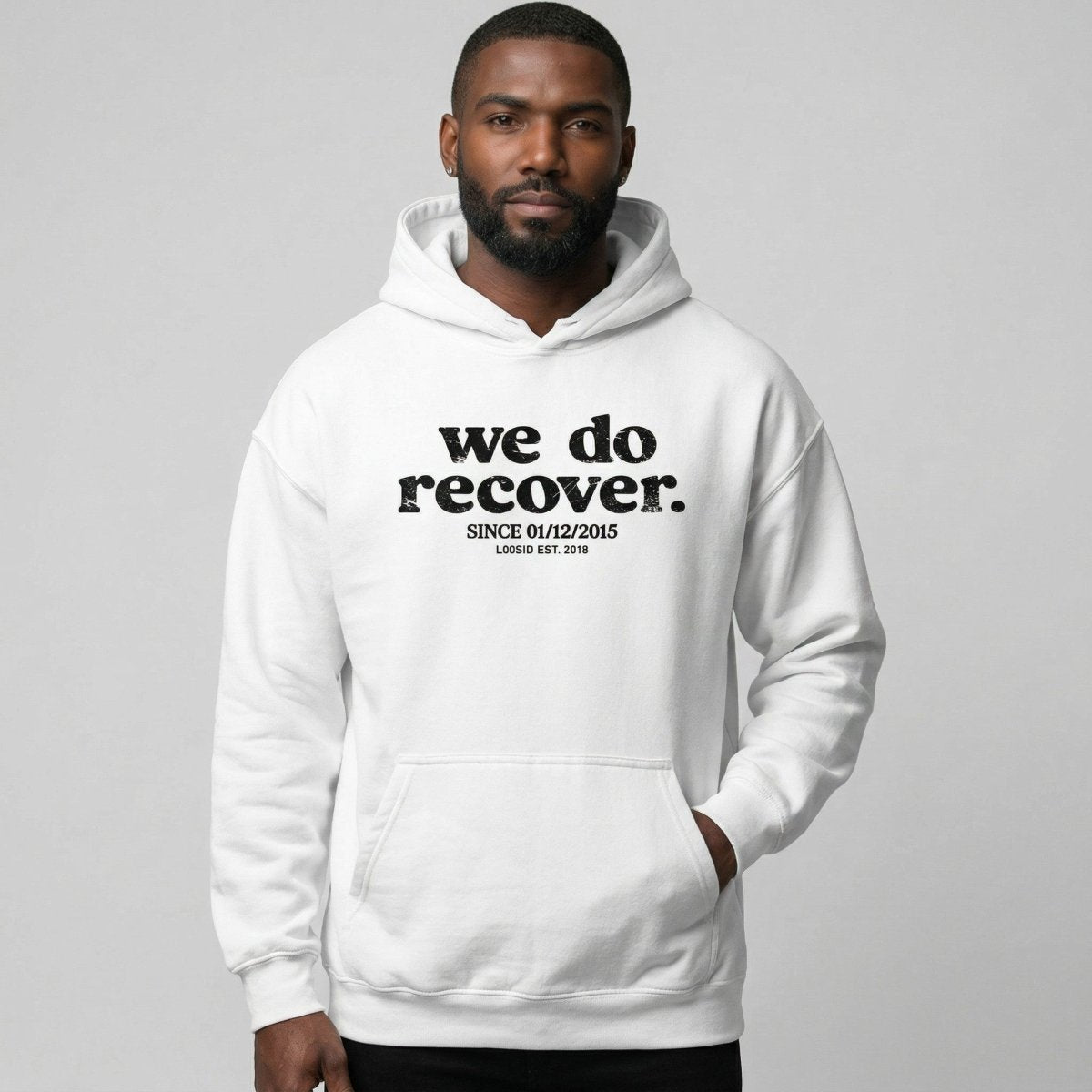 We Do Recover Men's Sober Hoodie | Personalized Sobriety Date