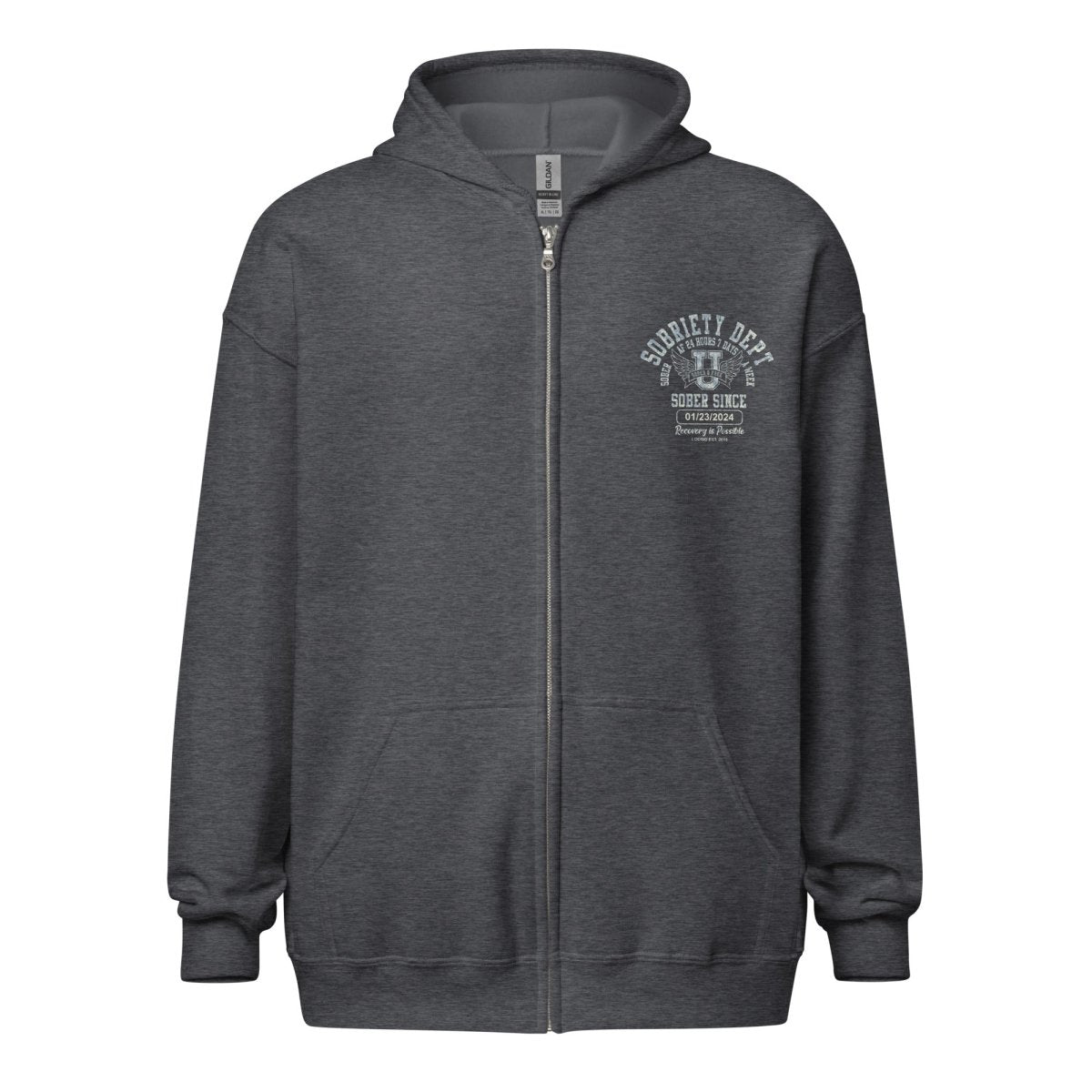 Sobriety Dept Zip Recovery Hoodie back view (view 7)