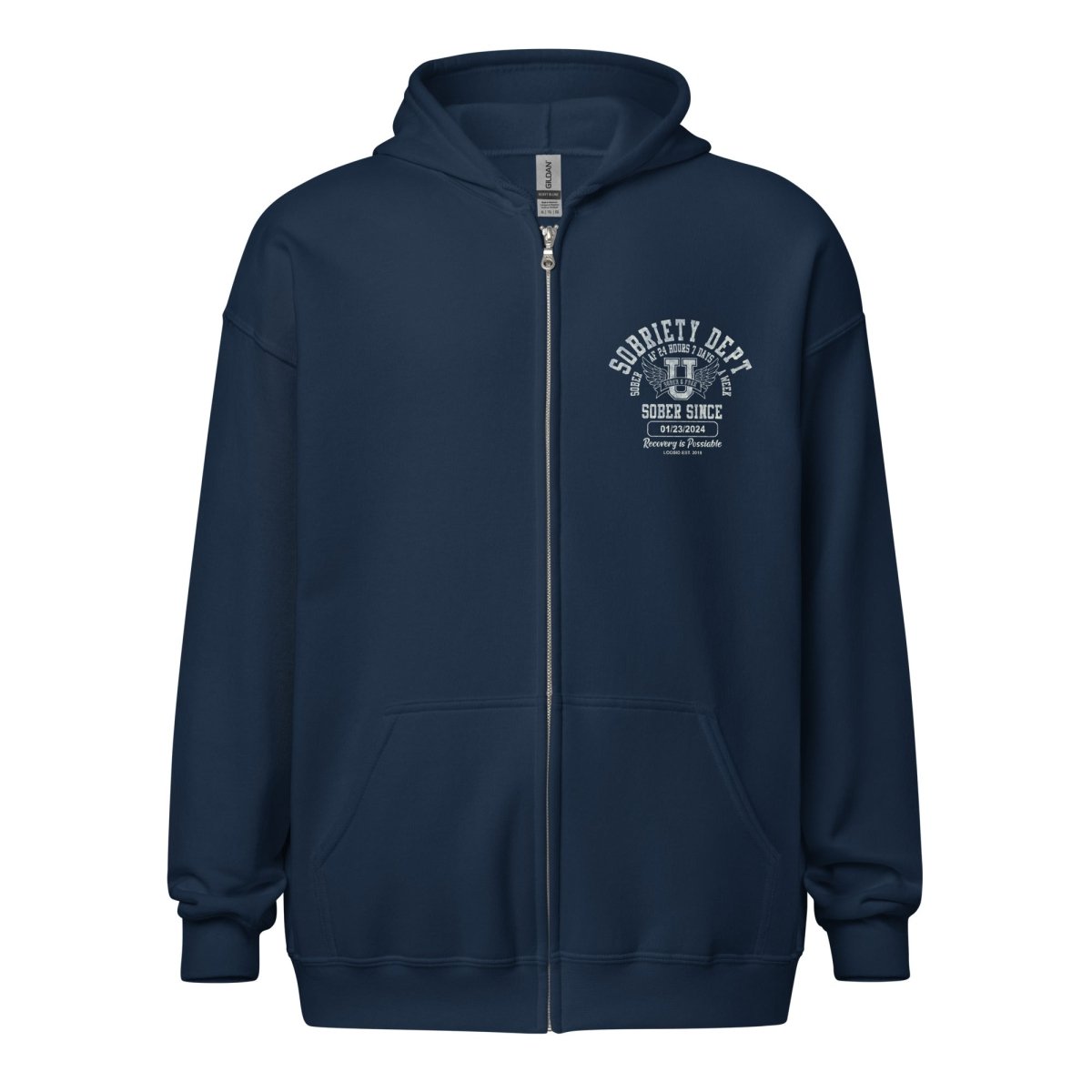 Sobriety Dept Zip Recovery Hoodie fit detail (view 9)