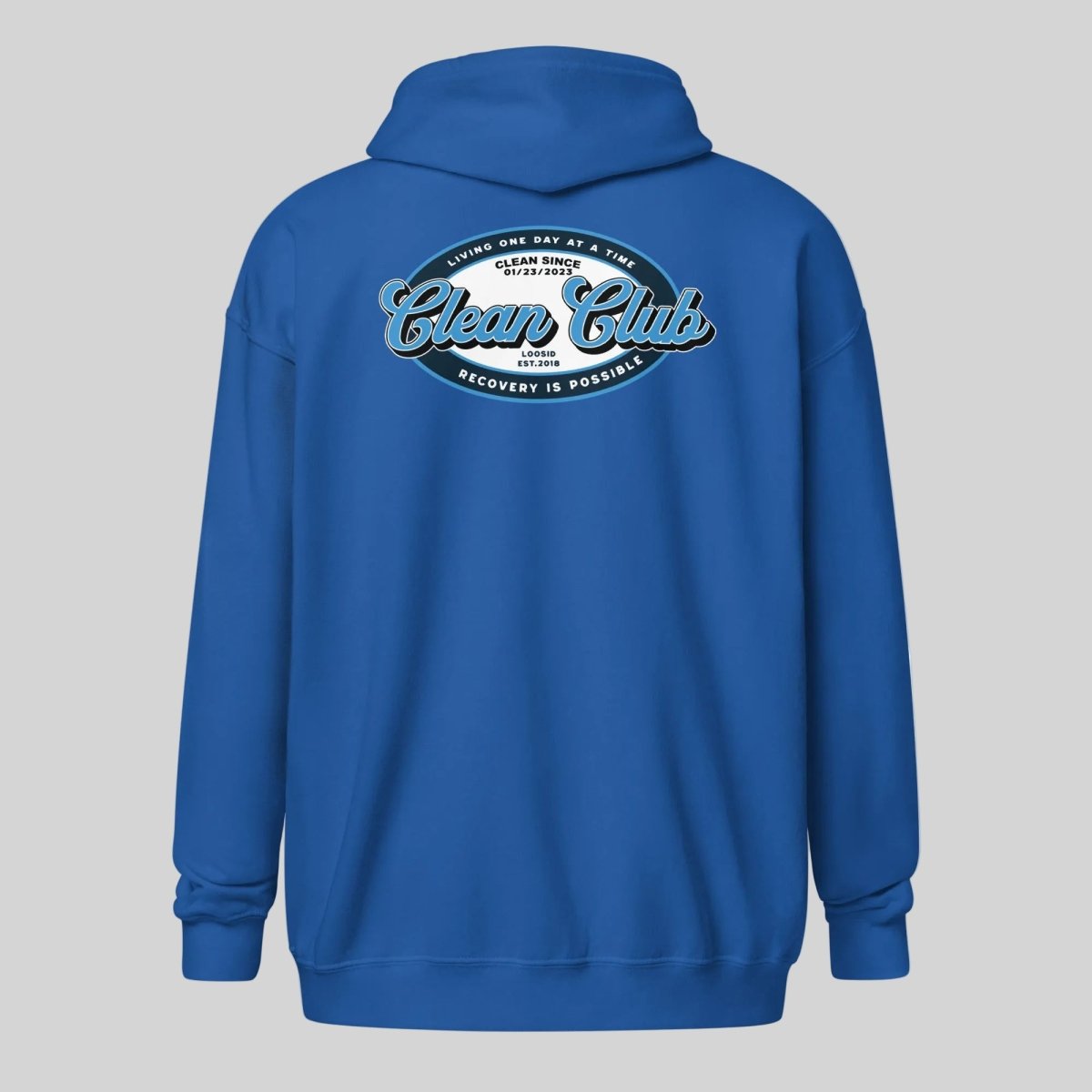Clean Club Badge Unisex Zip Recovery Hoodie lifestyle view (view 25)