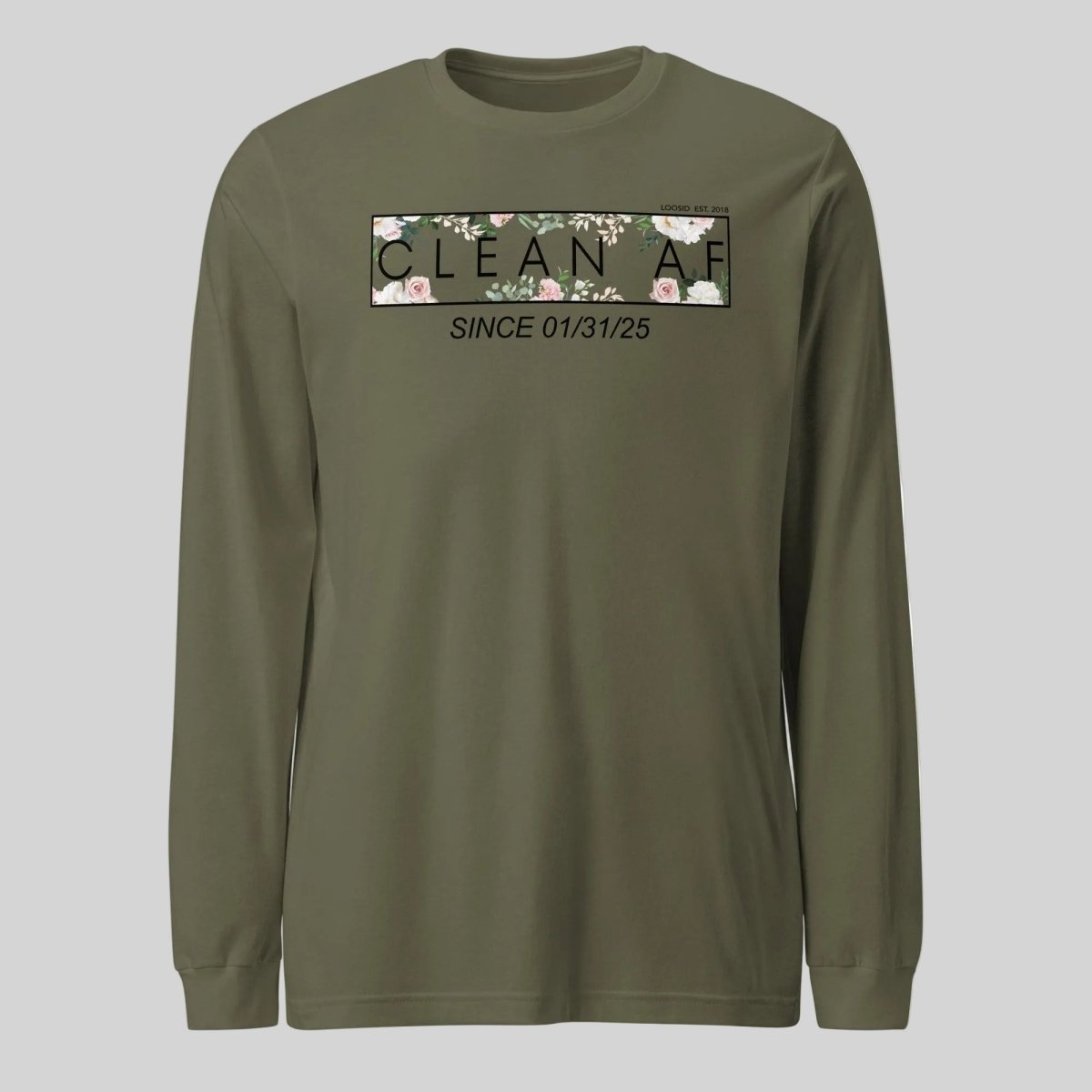 Clean AF Flower Long Sleeve Sober T Shirt fit detail (view 19)