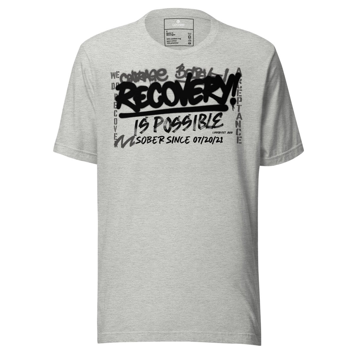 Sober T Shirt | Women's Recovery Is Possible Tee with Personalized Sobriety Date