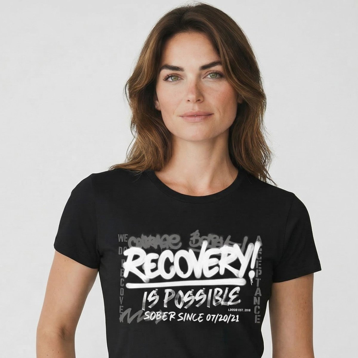 Sober T Shirt | Women's Recovery Is Possible Tee with Personalized Sobriety Date