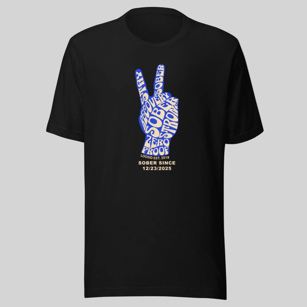 Peace & Sober Sober T Shirt flat lay styled image (view 3)