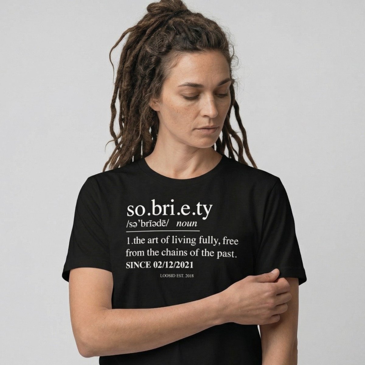 Sober T Shirt | Women's Sobriety Definition Tee with Custom Sober Date