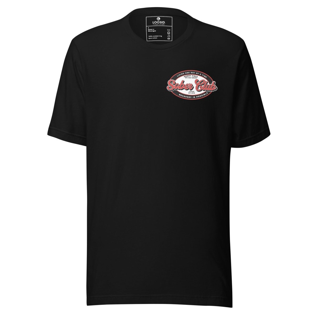 Sober Club Sober T Shirt flat lay styled image (view 3)