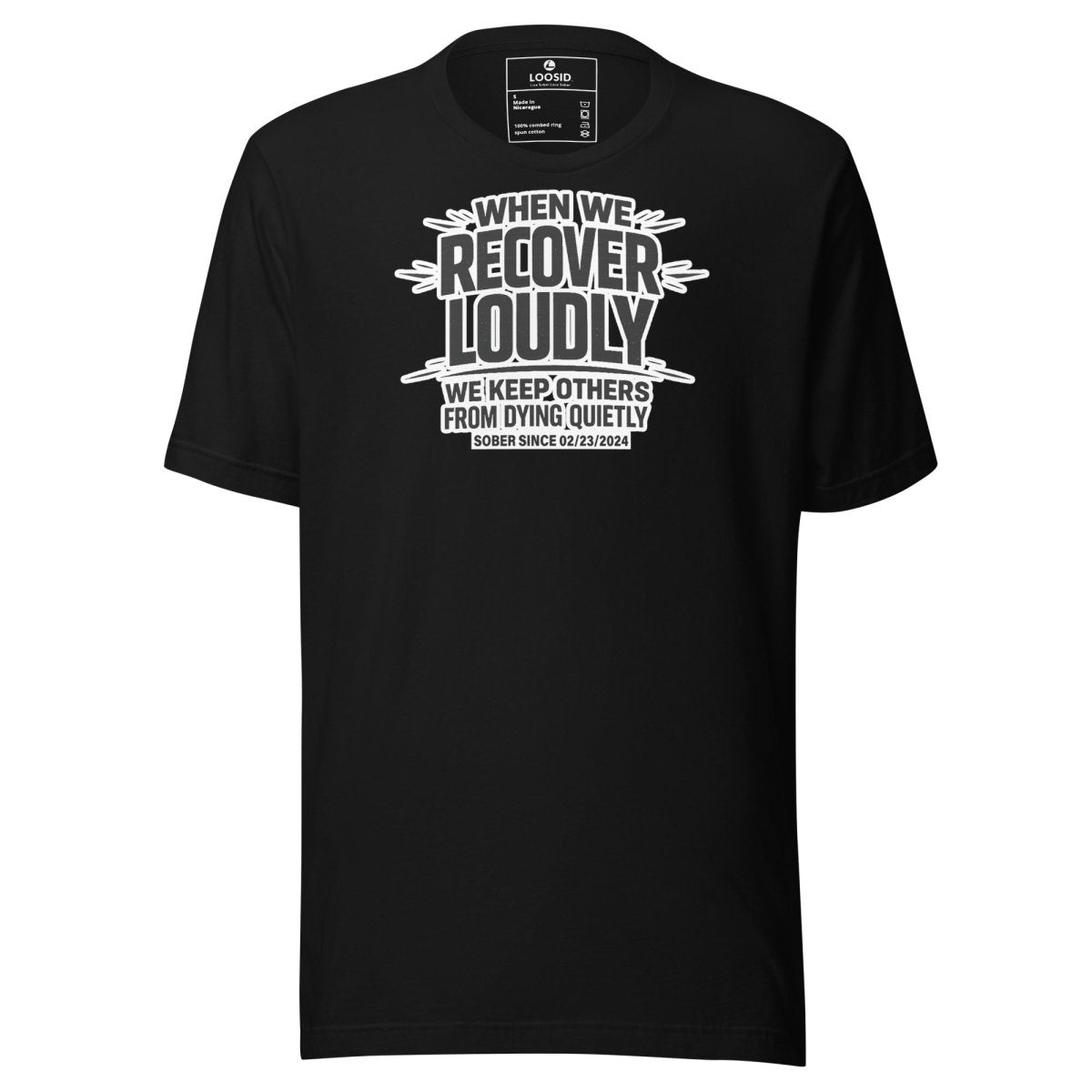 We Do Recover Sober T Shirt flat lay styled image (view 3)