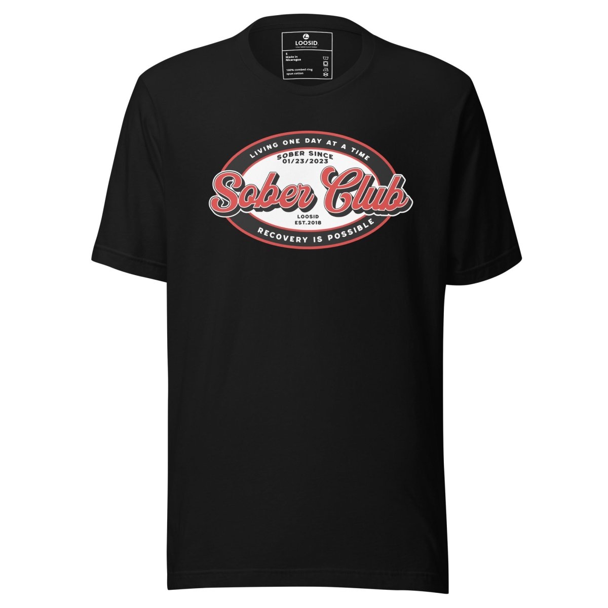 Sober Club Badge Sober T Shirt back view (view 17)